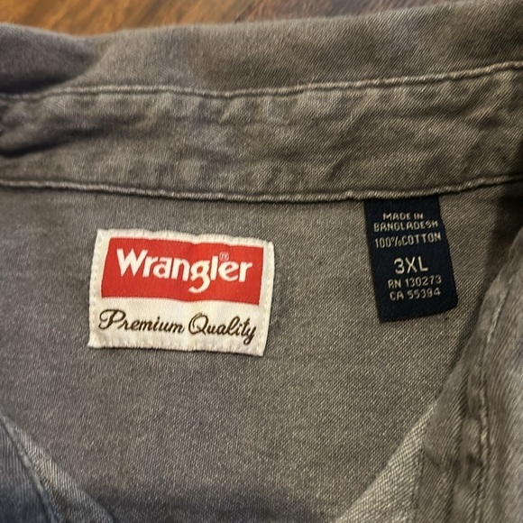 Vintage Wrangler Premium Quality Gray Denim Button Down 100% Cotton- 3XL - Picture 5 of 9